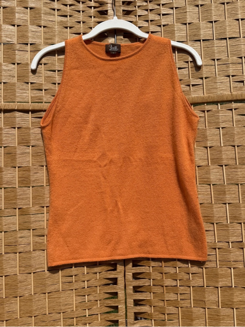 Forte Orange Cashmere Knit Tank Top - Sleeveless Women’s Top Women’s Small